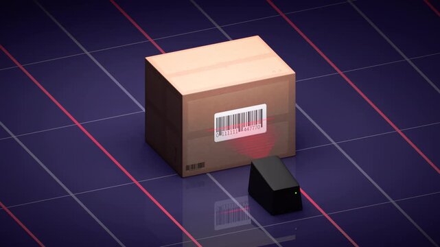 Barcode Scanner Reads Cardboard Box QR