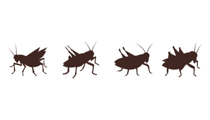 A collection of black grasshopper silhouette vector illustration
