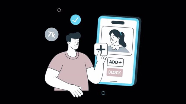 Add Friend  2D Animation on Transparent Background