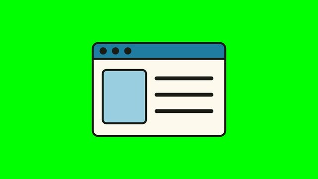 Clean modern browser interface icon showing highlighted rectangular module beside structured text elements in simple flat cartoon outlined style