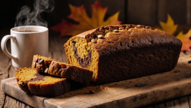 Homemade pumpkin bread warm spiced loaf with pureed pumpkin and seasonal flavors
