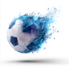 Naklejka premium Dynamischer Fußball im abstrakten Energie- und Polygonstil