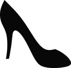 Silhouette of a high heeled shoe isolated on white