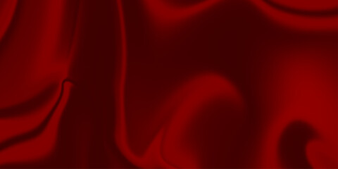 Red Satin Fabric. abstract red liquid background, paint splash, swirl pattern and water drops, beauty gel and cosmetic texture. Abstract red fabric with soft wave texture background .