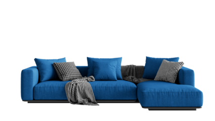 Front view of a modern sofa on an isolated background.