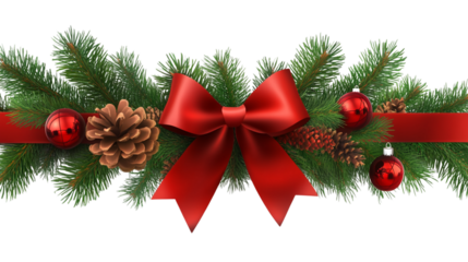 Assortment of festive holiday decorations realistic wreath garland watercolor baubles and christmas card frame template, white isolated  background or cutout transparent png