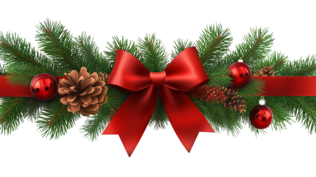 Assortment of festive holiday decorations realistic wreath garland watercolor baubles and christmas card frame template, white isolated background or cutout transparent png - Powered by Adobe