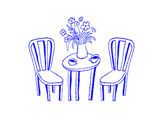 Vector simple minimal illustrtaion, simple wavy and groovy doodle naive style, simple hand drawn design templates for cards and prints, posters, wall art, summer vacation and travel