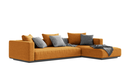 Isolated modern couch on an isolated background. Furniture for advertising, presentations, and marketing materials.
