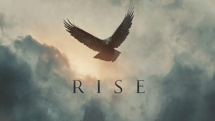 Fototapeta premium Motivational business poster featuring an eagle soaring high symbolizing success and ambition