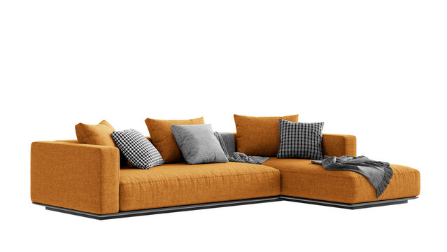 Isolated modern couch on an isolated background. Furniture for advertising, presentations, and marketing materials.
