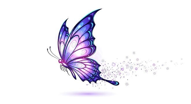 Beautiful Purple Butterfly Dissolving into Particles.