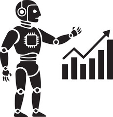 Cartoon vector illustration of a child ROBOT character running with an arrow