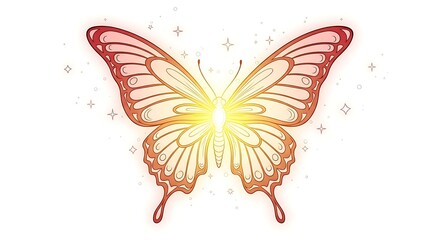Glowing Butterfly Illustration with Sparkles.
