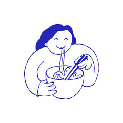 Vector logo design template and graphic element for advertising, branding, posters and banners, doodle and sketch, asian cafe and ramen concept