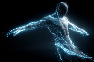 Ethereal Being Luminous Figure Emerges from Darkness with Connection, and Light.