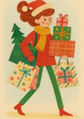 Naklejka premium Festive shopping holiday cheer
