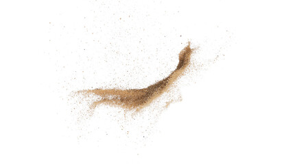 Dynamic Brown Sand Dust Explosion with Fine Particles and Motion on Transparent Background