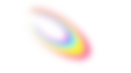 Soft multi-colored rainbow light streak lens flare effect with vibrant color gradient on a transparent background.