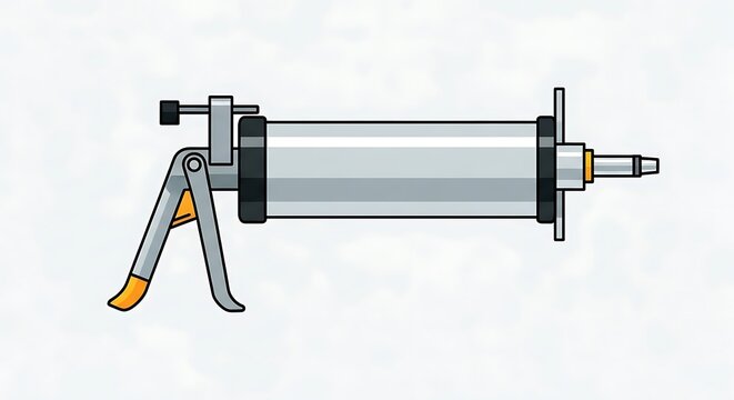 Illustration of a Sausage Stuffer Machine with a Handle and Plunger.