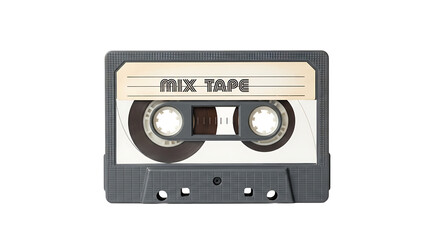 Obraz premium Vintage audio cassette tape with blank label isolated on transparent background, perfect for retro music, nostalgia, and mixtape themed designs