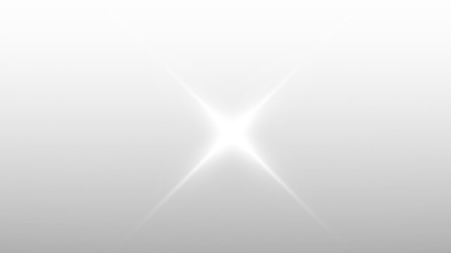 Bright White Four Point Star Lens Flare Light Effect with Clear Rays on a Transparent Background