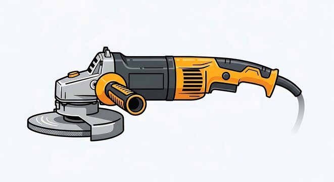 Illustration of an angle grinder tool on a white background.