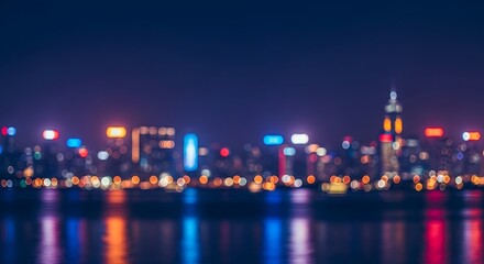 Cityscape bokeh lights reflection at night