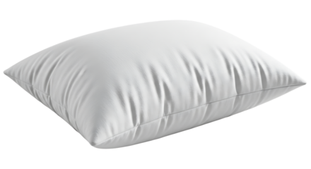 Close up of a white pillow isolated on transparent background soft and comfortable cushion for sleeping or relaxing in bed or on the couch
