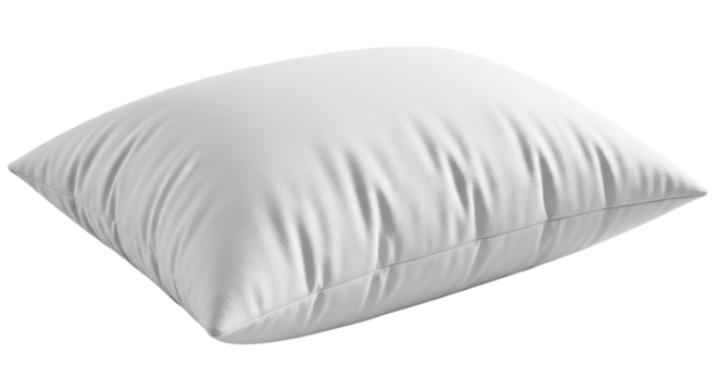 Close up of a white pillow isolated on transparent background soft and comfortable cushion for sleeping or relaxing in bed or on the couch