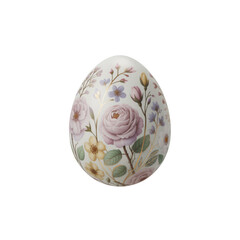 Decorative floral patterned egg isolated on transparent background