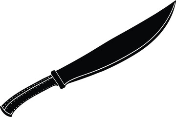 Curved blade knife silhouette with stitched handle