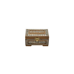 Antique wooden organ with ornate details isolated on transparent background