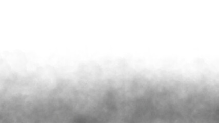 Dark dense black smoke or realistic ground fog layer effect fading upward on a white transparent background. © Dipak Stocks