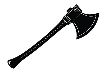 Black silhouette of a classic axe with a long handle