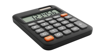 Calculator isolated on transparent background, a tool for mathematical calculations, financial analysis, and accounting, essential for business and education