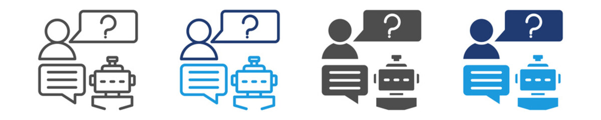faq chatbot icon set multiple style