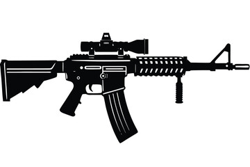 Assault rifle with scope and vertical grip silhouette