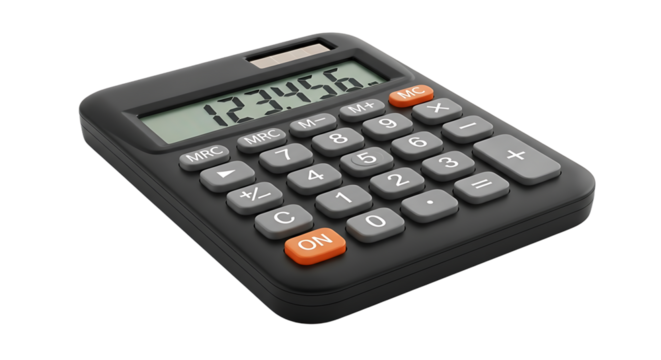 Calculator isolated on transparent background, a tool for mathematical calculations, financial analysis, and accounting, essential for business and education