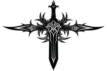 Ornate tribal sword silhouette