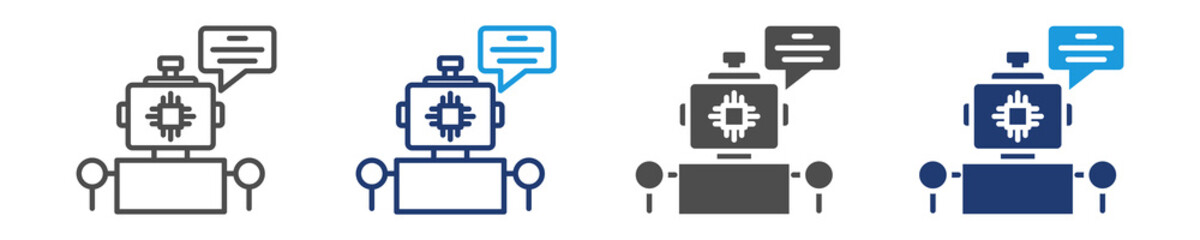 ai assistance icon set multiple style