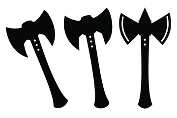 Three different axe styles silhouette