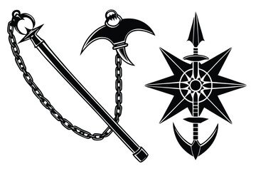 Collection of nautical weapon and symbol silhouettes