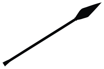 Simple black silhouette of a spear on a white background