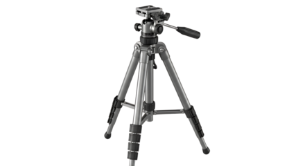 Camera tripod isolated on transparent background professional photography equipment for stability and sharp images essential tool for photographers