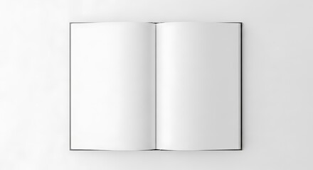 Naklejka premium Open blank book or notebook with empty white pages, perfect for text or design mockups, isolated on white background