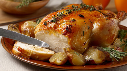 Tradicional assado de fim de ano, suculento frango tipo Chester preparado no forno ao estilo peru de natal.