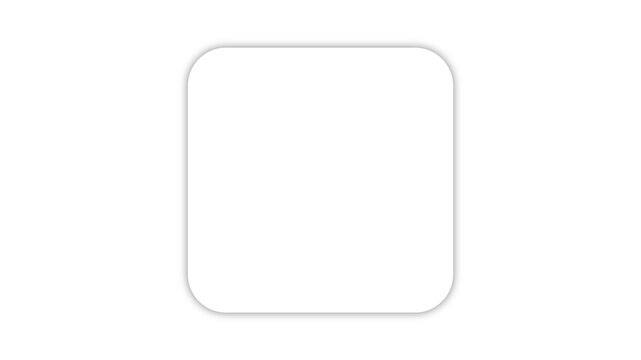 Isolated Blank White Square Frame with Rounded Corners and Subtle Drop Shadow on Transparent Background UI Design Element