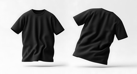 T-shirt black mockup, front and back view