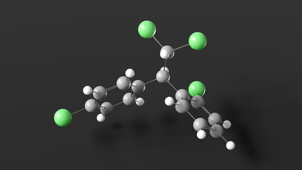 mitotane molecule 3d, molecular structure, ball and stick model, structural chemical formula adrenolytic agent
